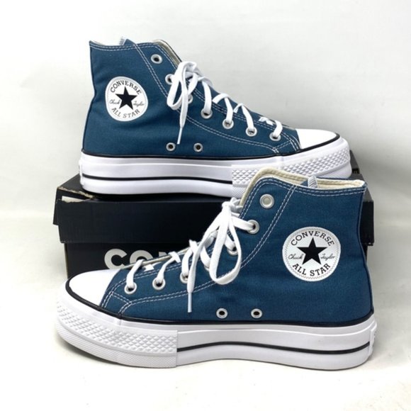 Converse Chuck Taylor Lift Platform High Shoes Skate Canvas Blue Women's A06840C - Picture 4 of 10